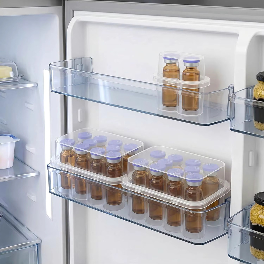 Tragbare Peptid-Aufbewahrungsbox mit 10 Fächern für 3ml Glasfläschchen und Mikroröhrchen, transparenter Kühlschrank-Organizer aus Kunststoff - Bild 2