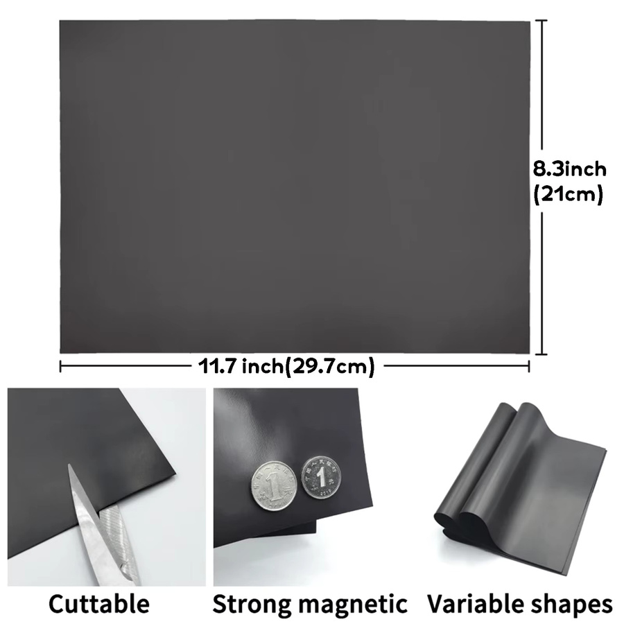 10 Stück flexible einseitige Gummi-Magnetplatten in Schwarz für A4/5R zum Schneiden - Bild 2