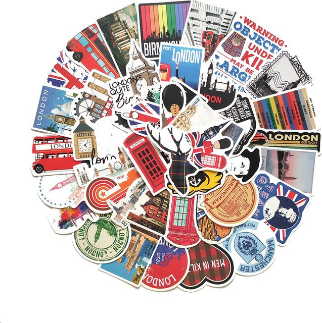 Hizxj London England Aufkleber, 50-teiliges Set, multicolor, für Kinder - Bild 1