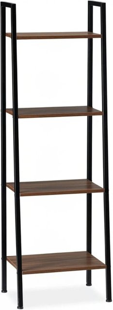 Relaxdays Standregal im Industrial Design aus Holz und Metall, Schwarz, 4 Ablagen, H x B x T: 136 x 44 x 31,5 cm - Bild 1