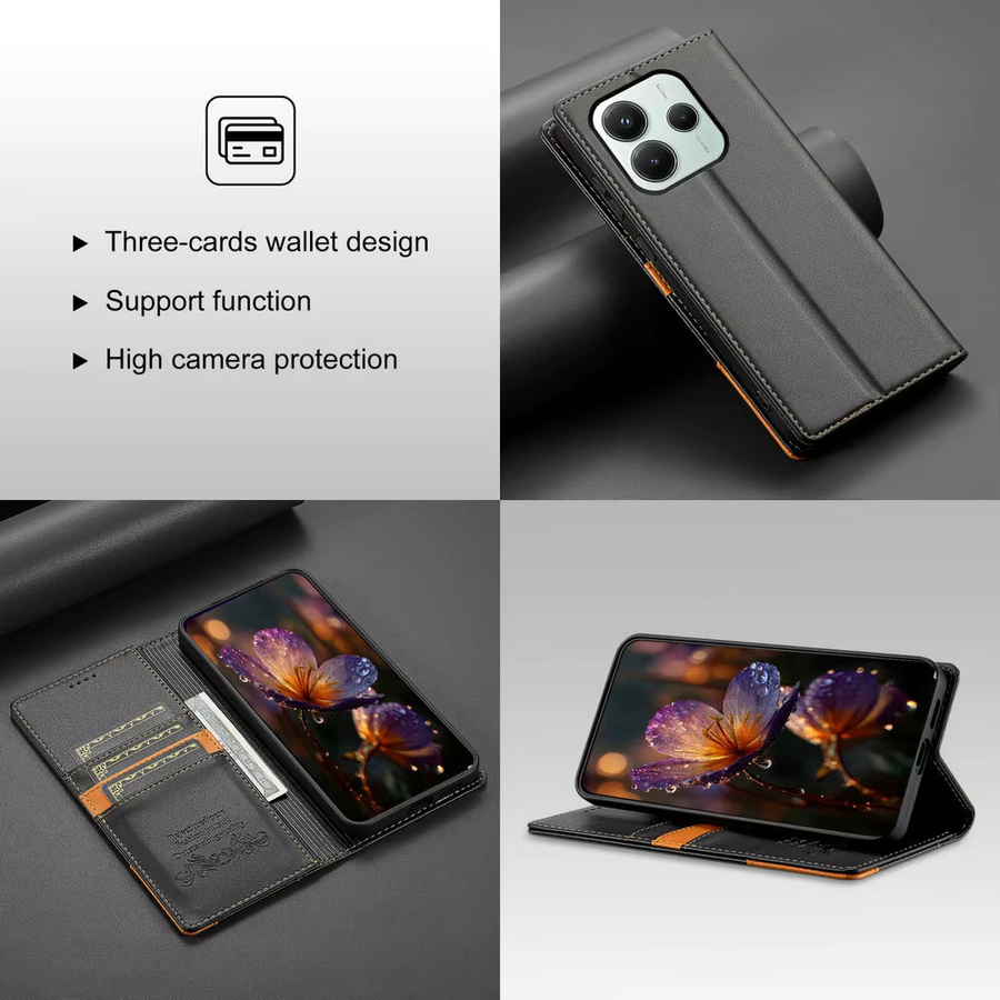 Luxus Lederhülle mit RFID-Schutz für Xiaomi Redmi Note 15 Pro Plus 5G in Schwarz - Bild 5