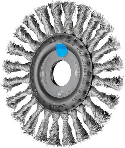 PFERD Rundbürste gezopft für Winkelschleifer aus Edelstahl, Durchmesser: 125 mm, Bohrung: 22,2 mm, Drahtstärke: 0,35 mm, Farbe: Silber - Bild 1