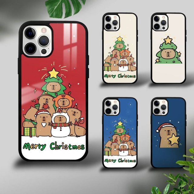 Frohe Weihnachten Capybara Handyhülle für iPhone 16 15 14 13 12 11 Pro Max Mini Plus - Bild 1