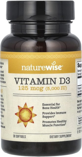 NatureWise Vitamin D3, 125mcg, 30 Weichkapseln - Bild 1