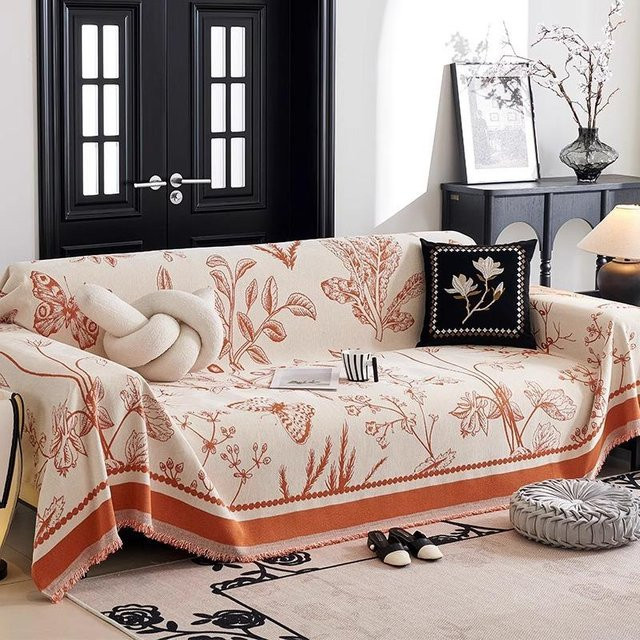 Super Six Chenille Sofabezug mit floralem Design, kratzfest und waschbar, B/T: 180 x 130 cm - Bild 1