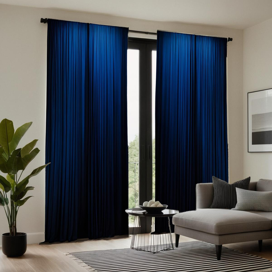 2er-Set dekorative Vorhänge in Seeblau, halbtransparent, moderner Stil, B: 132 cm, H: 160 cm - Bild 2