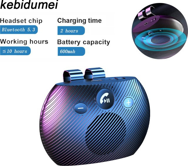 Kebidumei Bluetooth 5.3 Auto Audio Receiver mit Freisprecheinrichtung und Sonnenblende Clip als universelles drahtloses MP3 Musik Player Kit - Bild 1