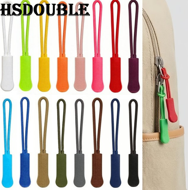 10 Stück bunte Kunststoff-Reißverschlusszieher aus PVC von HSDOUBLE für Taschen, Rucksäcke und Kleidung, Multicolor - Bild 1