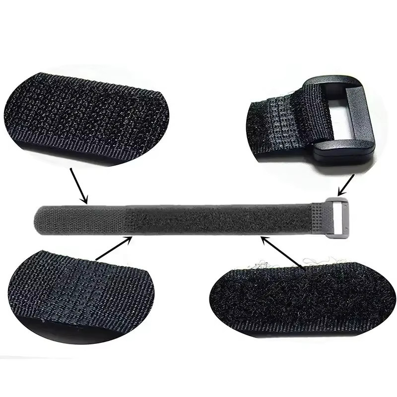 Wiederverwendbare selbstklebende Nylon-Kabelbinder mit Klettverschluss in Schwarz für Yoga-Matten und Fracht - Bild 3