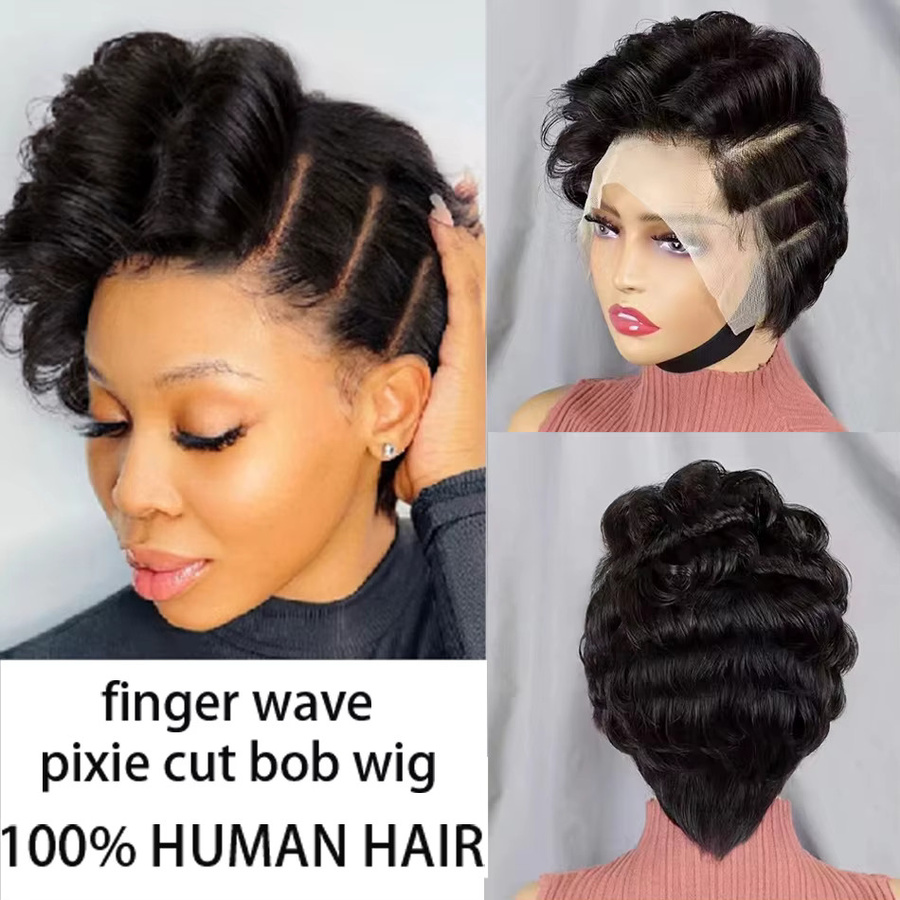 Tomiyaa Bob-Perücke Pixie-Cut, Schokoladenbraun, Lockig, Damen - Bild 4