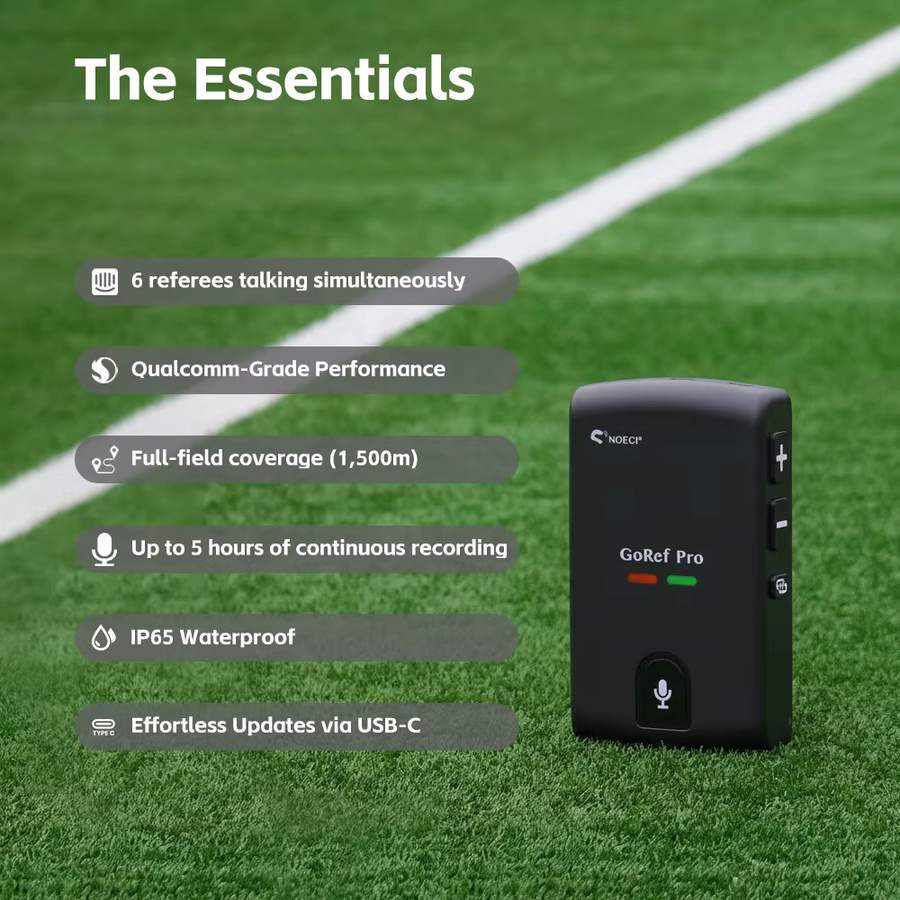 NOECI GoRef Pro Fußball-Schiedsrichter-Intercoms mit 6-Wege Bluetooth 5.4 Duplex-Kommunikation in Schwarz - Bild 2