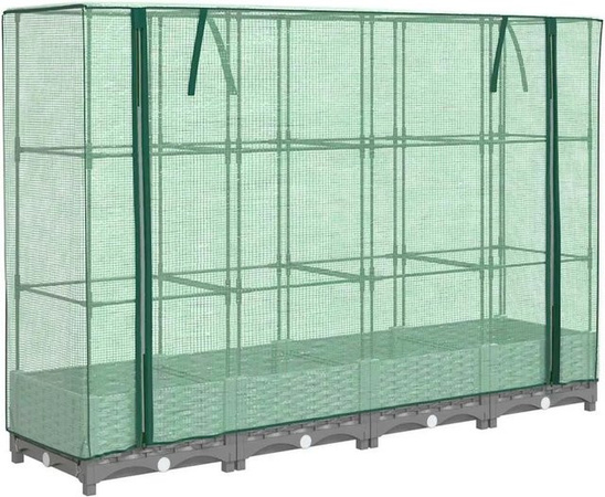 Furnicato Hochbeet mit Gewächshausaufsatz in Hellgrau, B/T/H: 160 x 40 x 23 cm