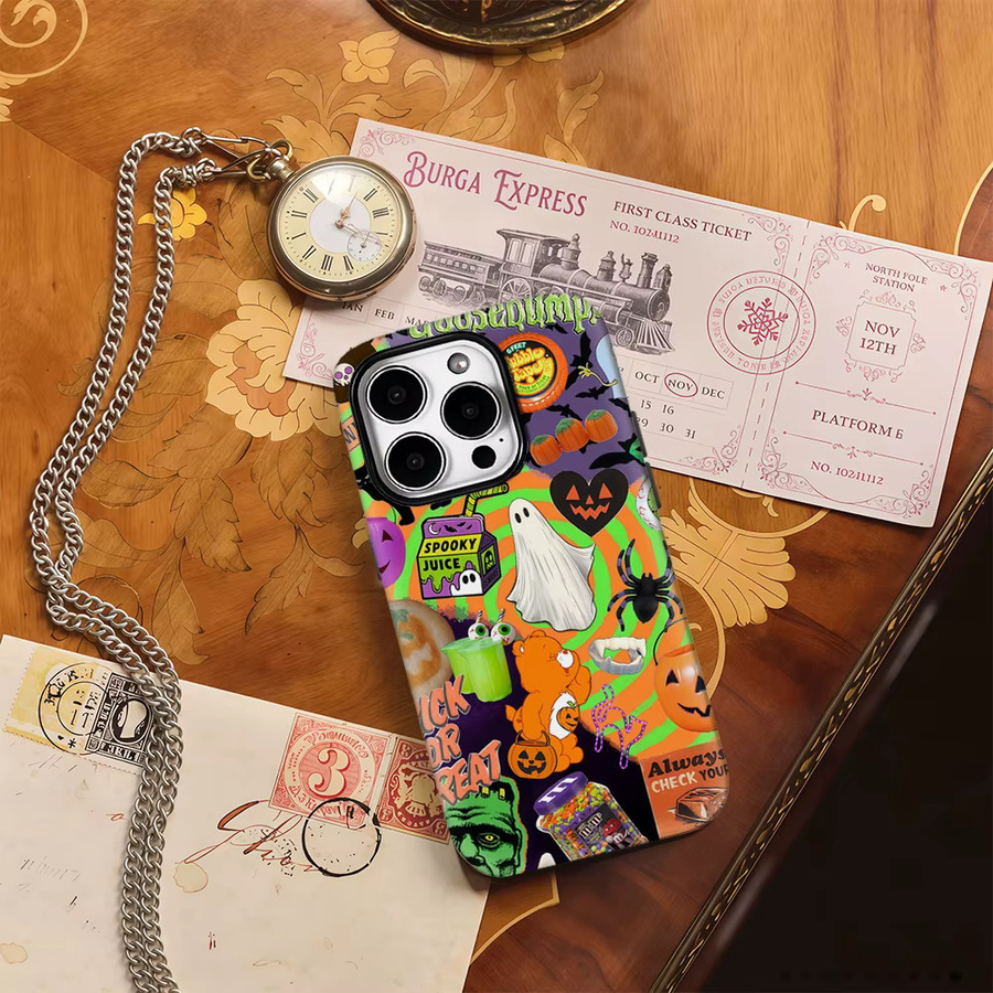 Potdemiel Halloween Spooky Collage Handyhülle für iPhone mit doppelschichtiger Rückseite in Multicolour - Bild 4