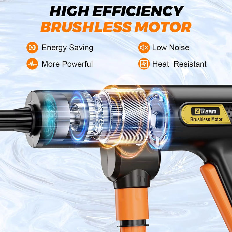 Gisam bürstenloser elektrischer Hochdruckreiniger mit 200 Bar und 6-in-1 Spritzpistole für Makita 18 V Akku - Bild 2