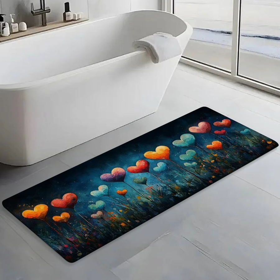 VIKAMA Bunter Herz-Ballon-Teppich in Multicolour, moderner Teppich für Wohnzimmer, Schlafzimmer, Küche oder Badezimmer, B/T: 120 x 40 cm - Bild 4