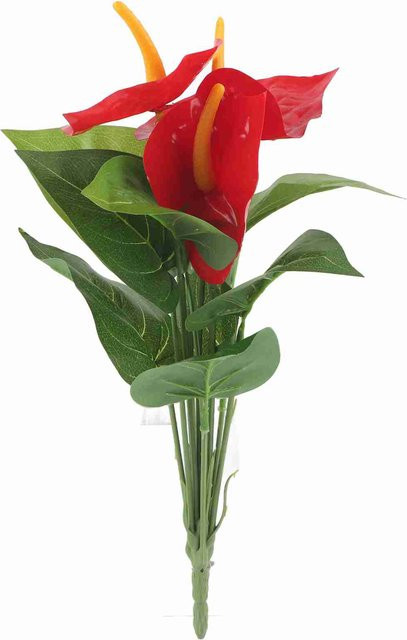 Tooarts Künstliche Anthurium-Blumen in Rot aus Kunststoff für Dekoration und Hochzeit - Bild 1