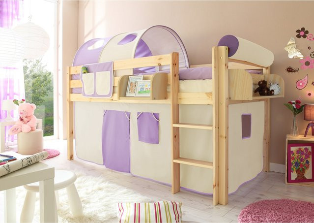 TiCAA Hochbett Malte für Kinder aus Kiefer Natur Classic in Braun - Bild 1