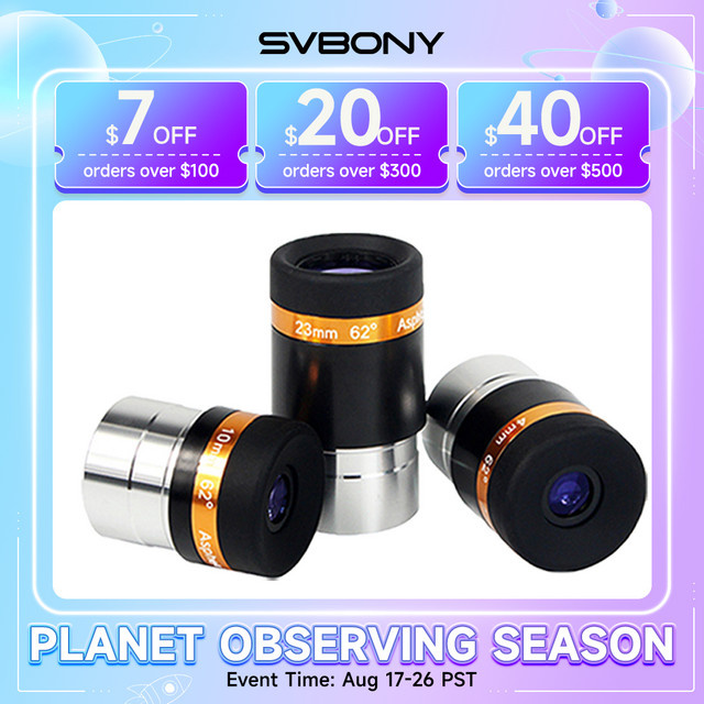 SVBONY Teleskop Okular 1,25 Zoll Asphärisch HD Weitwinkel 62 Grad Fully Coated Zubehör in Schwarz - Bild 1