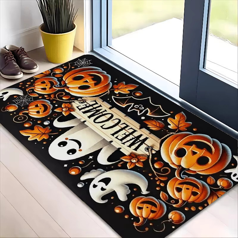 VIKAMA Halloween Teppich mit Geister- und Kürbis-Motiv, wetterfeste Fußmatte für Wohnzimmer oder Outdoor, Mehrfarbig, B/T: 60 x 40 cm - Bild 2
