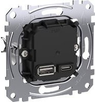 Merten USB-Ladeeinsatz Typ A und C mit Power-Delivery-Technologie MEG4366-0120 in Schwarz - Bild 1