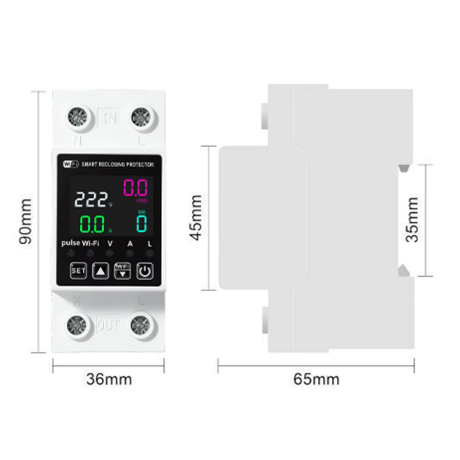 TUYA WIFI Intelligenter RCD Leckstromschutzschalter mit APP-Steuerung, Weiß, 63 A - Bild 3