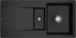 Villeroy & Boch Spüle Siluet 60 R in Pure Black aus Keramik mit Ablaufgarnitur und rundem Handwaschbecken - Bild 1