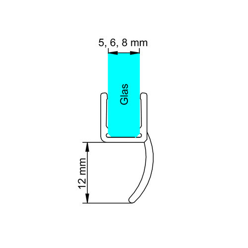 Schulte Universal Dichtleiste für Duschkabinen, transparent, Breite: 120 cm, passend für 5/6/8 mm Glasstärke - Bild 2
