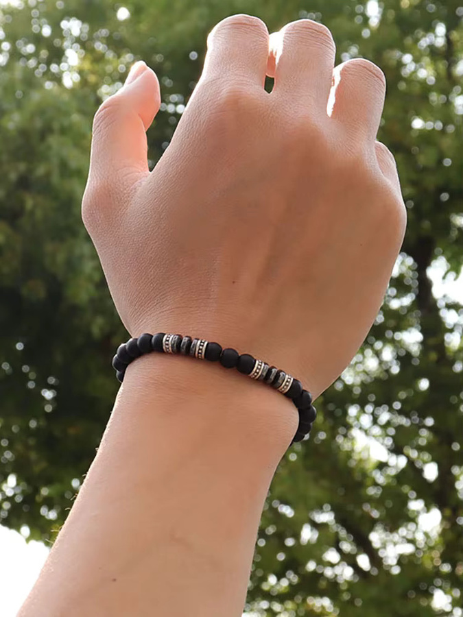 diffone Armband, Tiger Augen, Fossil, Hämatit, Schwarz, Unisex - Bild 3