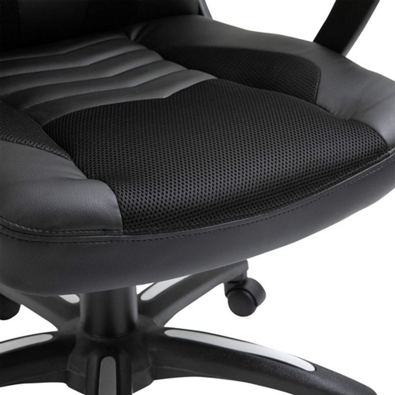 HOMCOM Gaming Stuhl in Schwarz aus Kunstleder mit Kopfstütze und 360 Grad Drehsitz, B/T/H: 68 x 49 x 117 cm - Bild 6