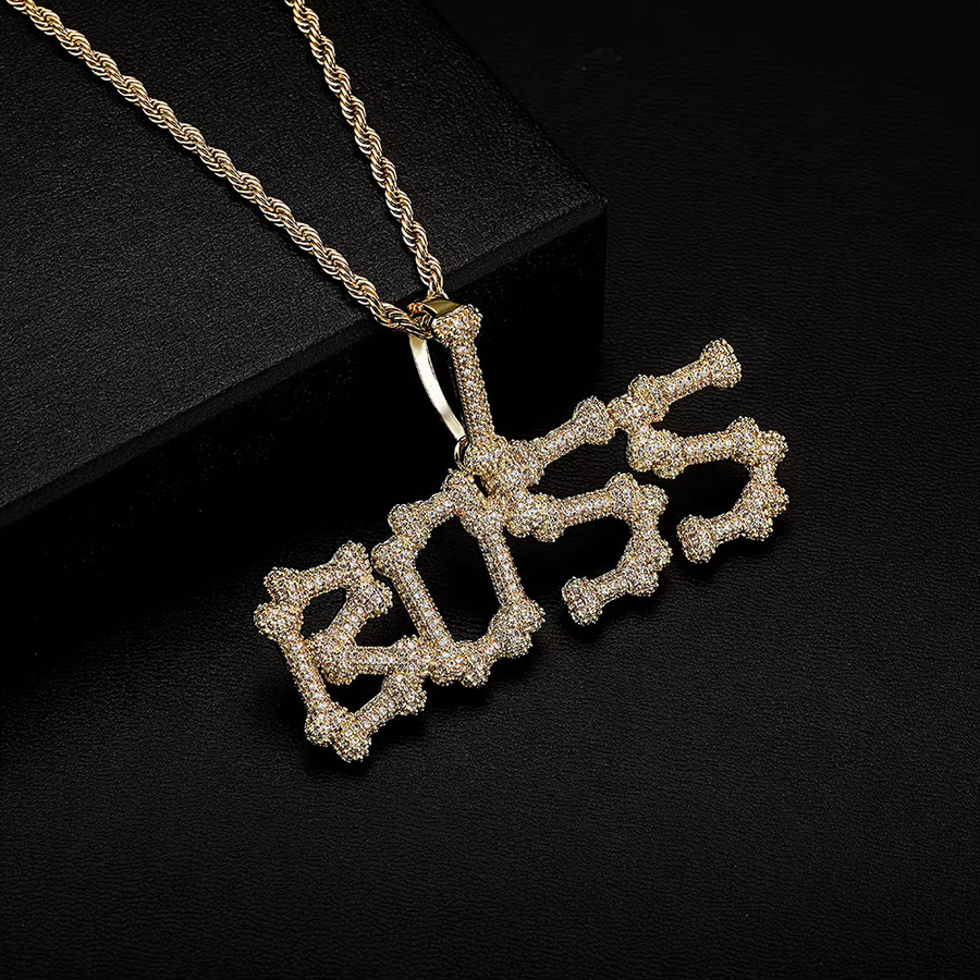 TOPGRILLZ Knochen Buchstaben Anhänger, Zirkonia, Unisex - Bild 1