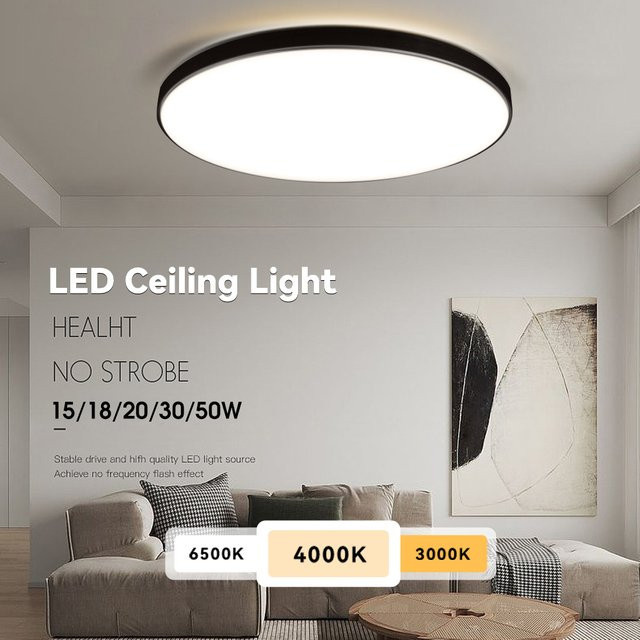 DIBILUN Moderne Runde LED-Deckenleuchte in Weiß mit Warmweißem Licht, 50 W - Bild 1