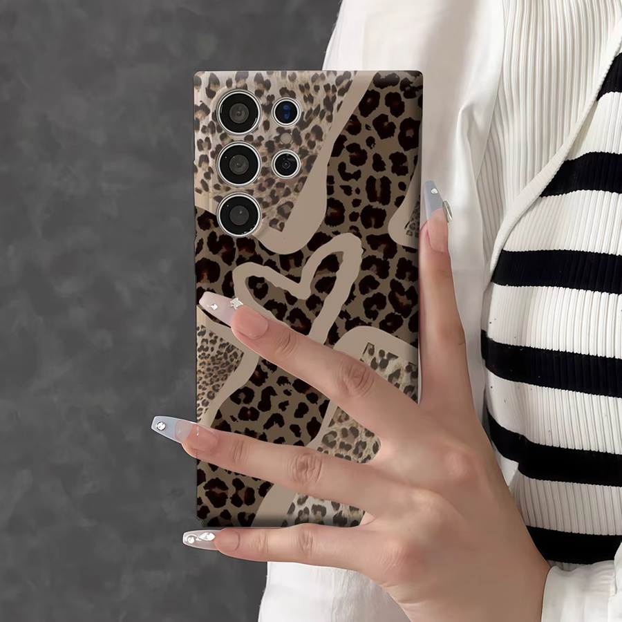 Glänzende Doppelschicht Handyhülle mit Leoparden-Herz-Design für Samsung Galaxy S25 Ultra, S24, S23 Ultra und Plus in Multicolour - Bild 3