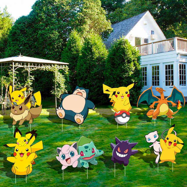 8 Stück Pokemon Party-Dekorationsschilder von Potdemiel in Mehrfarbig für Geburtstag und Außendekoration - Bild 1