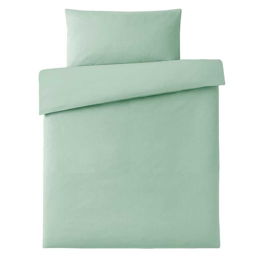 Makian Bettwäsche Set aus Baumwolle in Icegreen, Uni, B/H: 100 x 135 cm und 40 x 60 cm - Bild 1