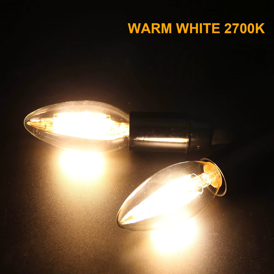 Genixgreen C35 LED-Kerzenlampen E14, 4W (40W Äquivalent), dimmbar, 2700K Warmweiß, transparentes Glas-Filament - Bild 3