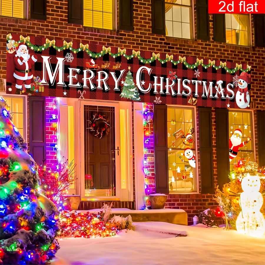 VIKAMA Großes Frohe Weihnachten Banner für Zaun und Heimdekoration zur Weihnachtszeit und für den Winterurlaub - Bild 6