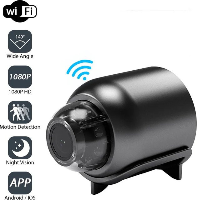 BESY Mini WiFi Kamera mit HD 1080P, IR Nachtsicht und Bewegungserkennung, IP Sicherheitssicherheitscamera in Schwarz - Bild 1