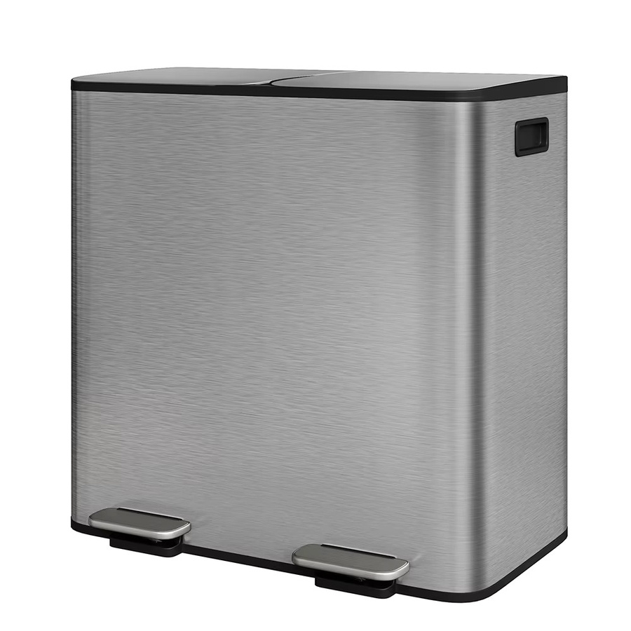 HiMISS Dual Compartment Küchenmülleimer aus Edelstahl in Silber und Grau, 80L mit 2 x 40L Trennsystem, Soft-Close Deckel und herausnehmbaren Inneneimern, Fingerabdruckresistent - Bild 6