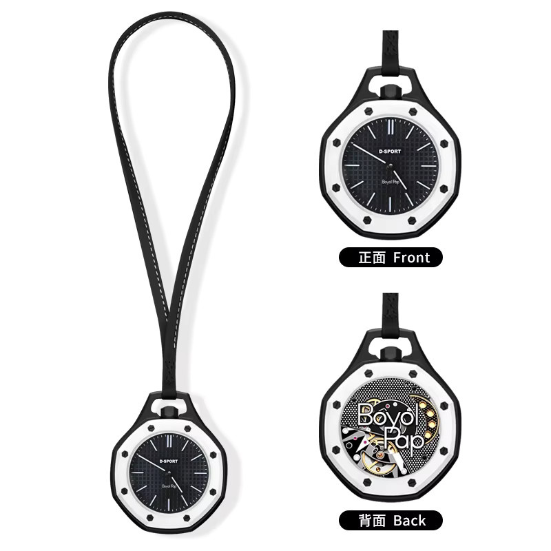TINUORA Taschenuhr-Halskette, Quarz, eckig, Schwarz, Unisex - Bild 2