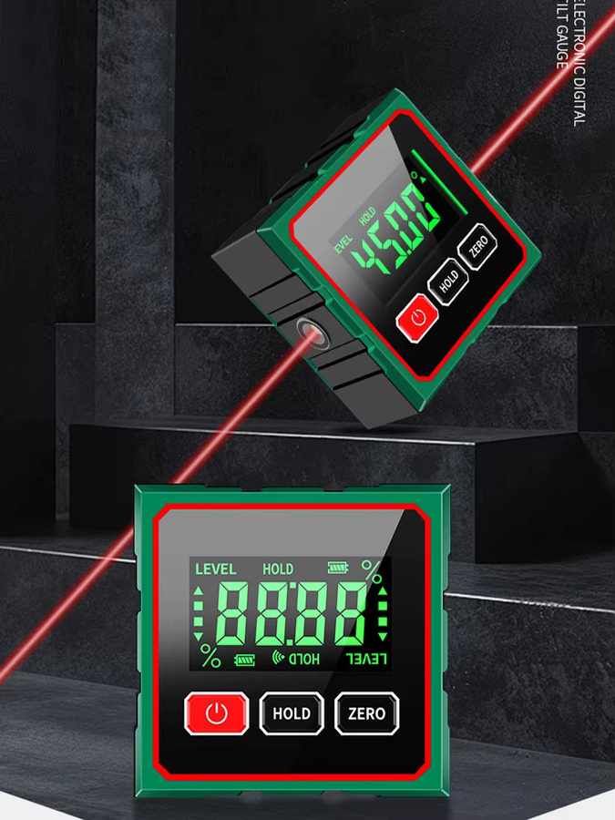 PINTUDY Magnetischer digitaler Winkelmesser in Schwarz, Elektronisches Lasermessgerät und 360-Grad-LCD-Neigungsmesser als Mini-Messwerkzeug - Bild 4