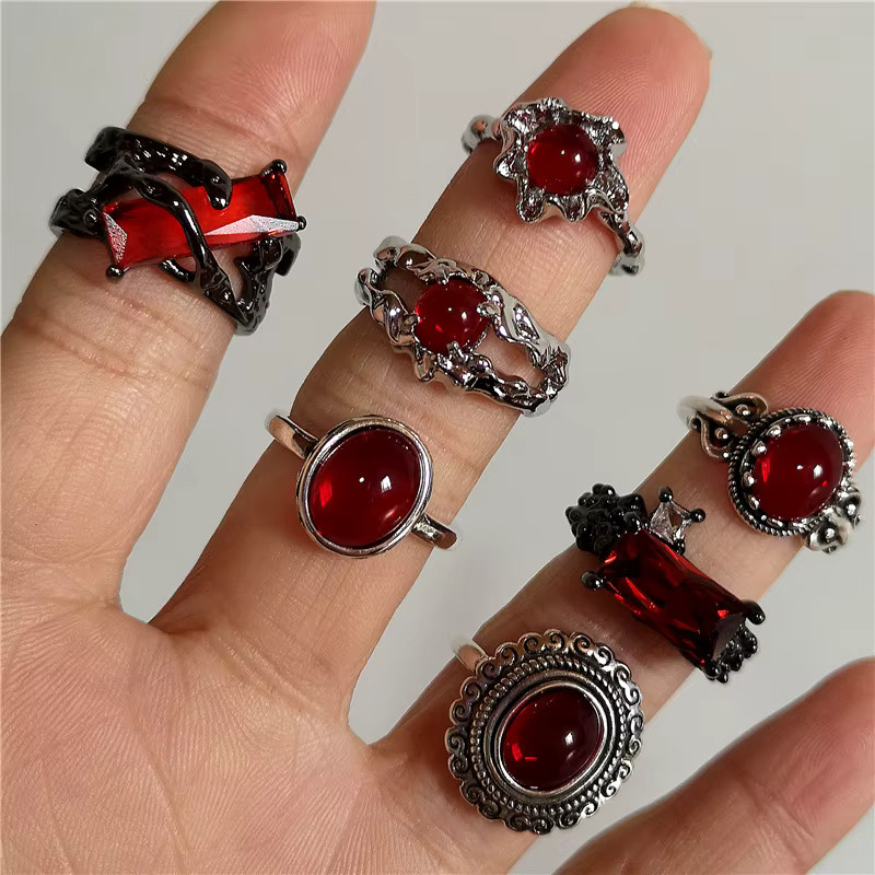imixlot Ring, Silber, roter Kristall, Damen, Vintage - Bild 2