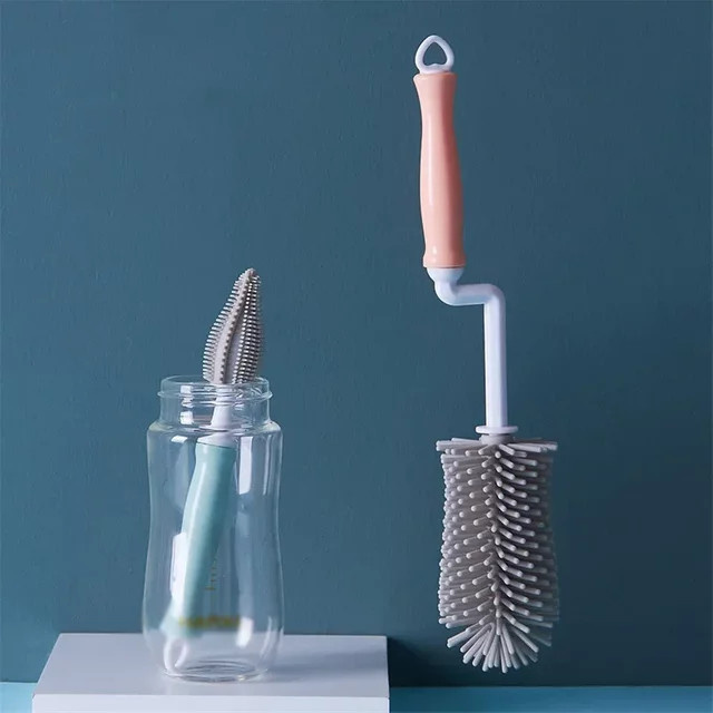 JUSTINLAU Silikon-Flaschenreinigungsbürsten-Set in Gelb zur Reinigung von Baby-Schnullern, Strohhalmen und Gläsern - Bild 1