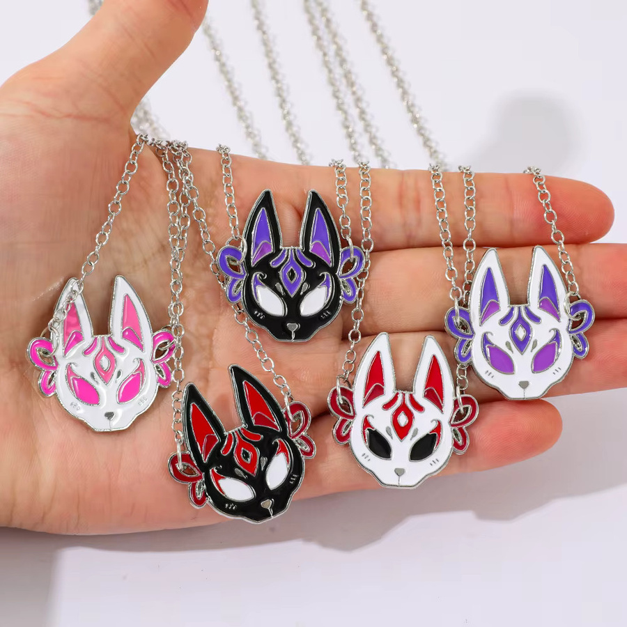 Bandai Halskette Fuchs-Schutzmasken, Emaille-Anhänger, Edelstahl, Silber, Unisex - Bild 2