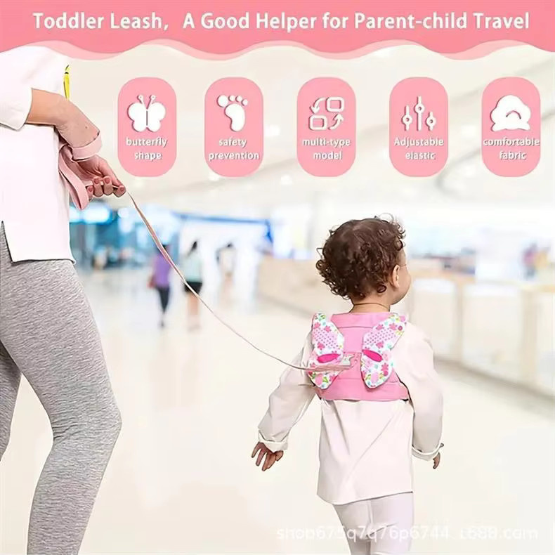 Anti-Verlust-Leine für Kinder als Kleinkind-Gurt mit verdicktem Armband und 360 Grad drehbarem Verschluss in Pink - Bild 2