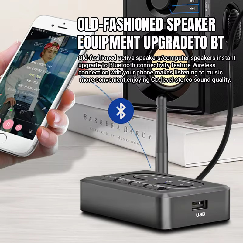KEBIDUMEI Bluetooth 6.0 Audio-Empfänger mit Mikrofon, HIFI Stereo Wireless Adapter mit 3,5 mm AUX und RCA für Auto-Lautsprecherverstärker, Schwarz - Bild 3