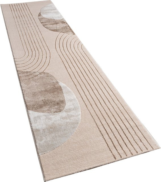 Teppich Tiana in Beige mit geometrischem Hoch-Tief-Effekt, B/T: 80 x 300 cm - Bild 1