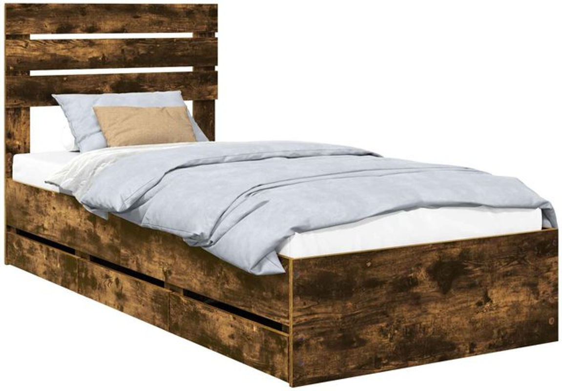 Bettrahmen Funktionsbett aus geräuchertem Eichenholz in Braun von vidaXL, B/T/H: 90 x 200 cm - Bild 1