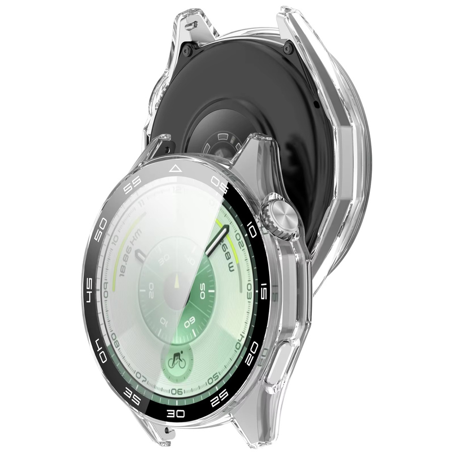 Huawei Watch GT6 46mm Schutzhülle mit HD-Schutzglas und PC-Gehäuse in Transparent, Sturzsichere Abdeckung mit Skala für Unisex - Bild 3