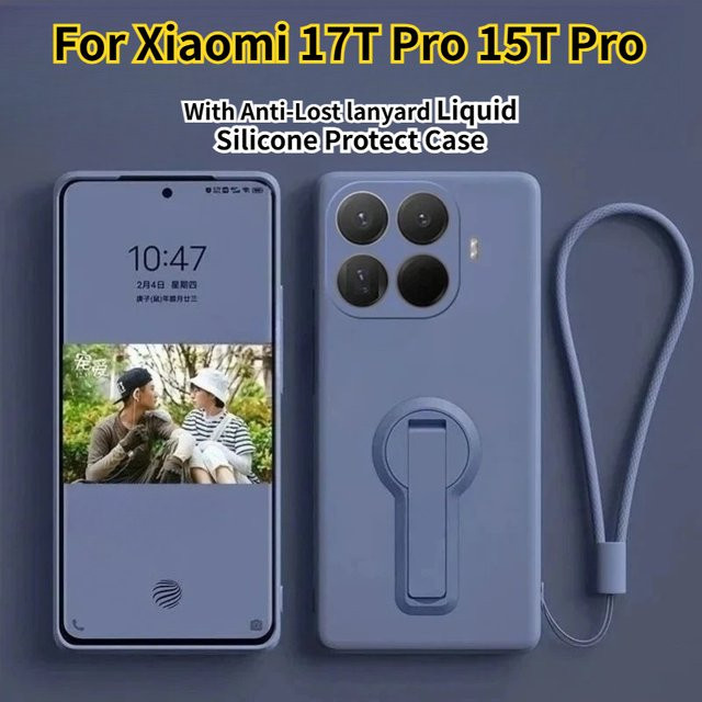Stoßfeste Silikon-Schutzhülle mit Standfunktion und Anti-Verlust-Schlaufe für Xiaomi 17T Pro, 15T Pro, 17 Pro Max und 17 Ultra in Rot oder Blau - Bild 1