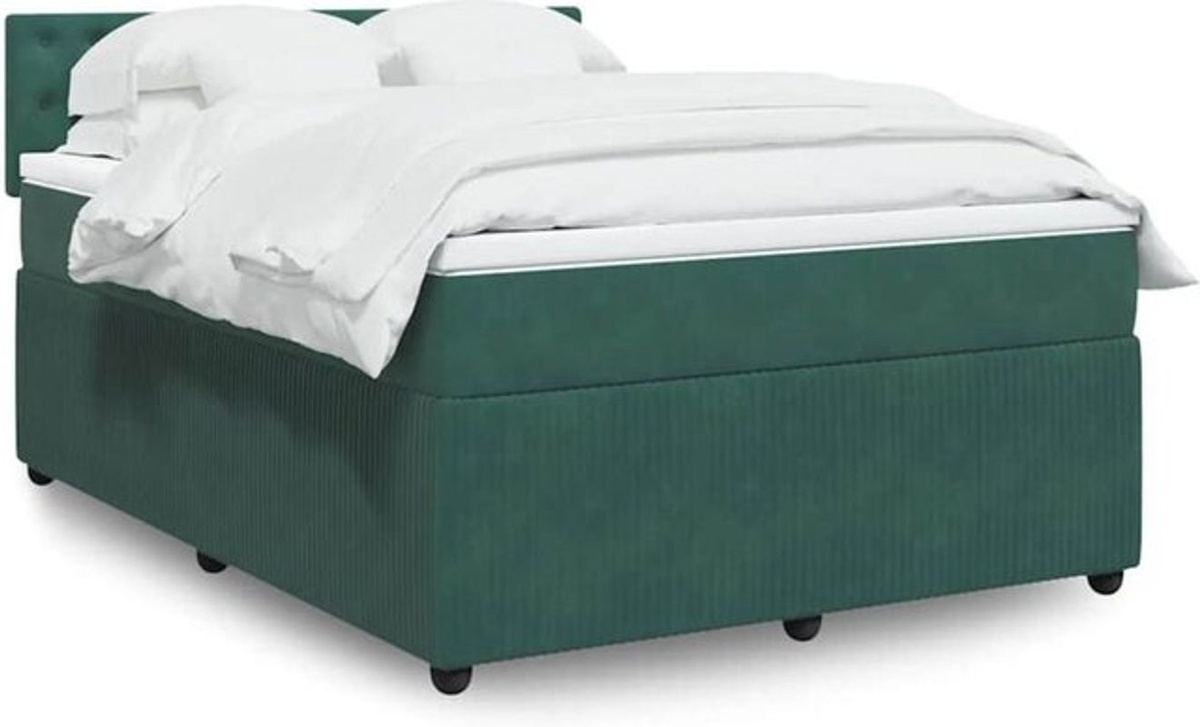 Vidaxl Boxspringbett mit Matratze aus Samt in Grün, B/T/H: 160 x 200 x 100,5 cm - Bild 1